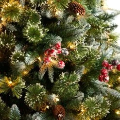 7.5' Snow Tipped Aspen Spruce Pre-Lit Tree With 450 LED Lights, Berriesand Pinecones 13 7.5' Snow Tipped Aspen Spruce Pre-Lit Tree With 450 LED Lights, Berriesand Pinecones -Artificial Flowers Sale artificial 75 snow tipped aspen spruce pre lit tree with 450 led lights berriesand pinecones nearly natural 975834