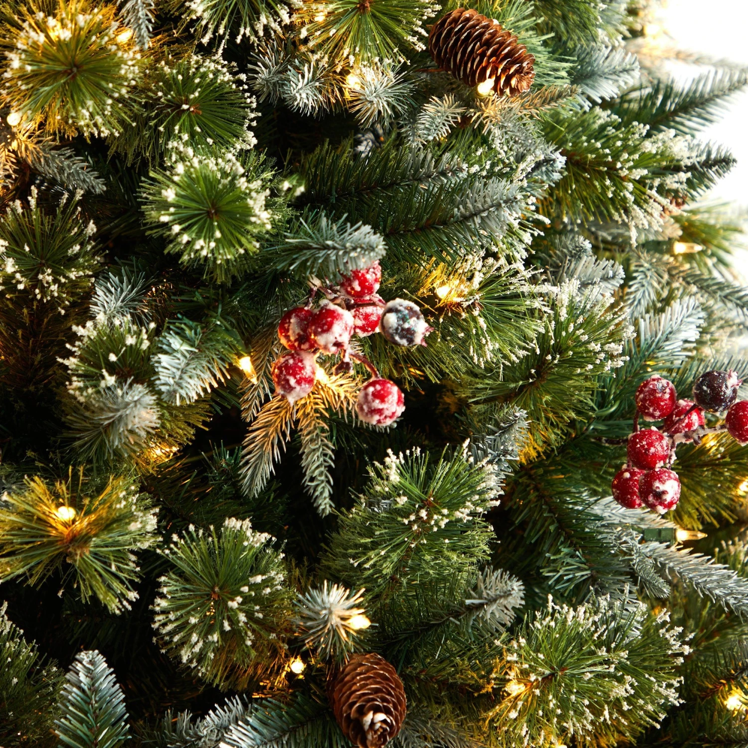 7.5' Snow Tipped Aspen Spruce Pre-Lit Tree With 450 LED Lights, Berriesand Pinecones 6 7.5' Snow Tipped Aspen Spruce Pre-Lit Tree With 450 LED Lights, Berriesand Pinecones - Image 4