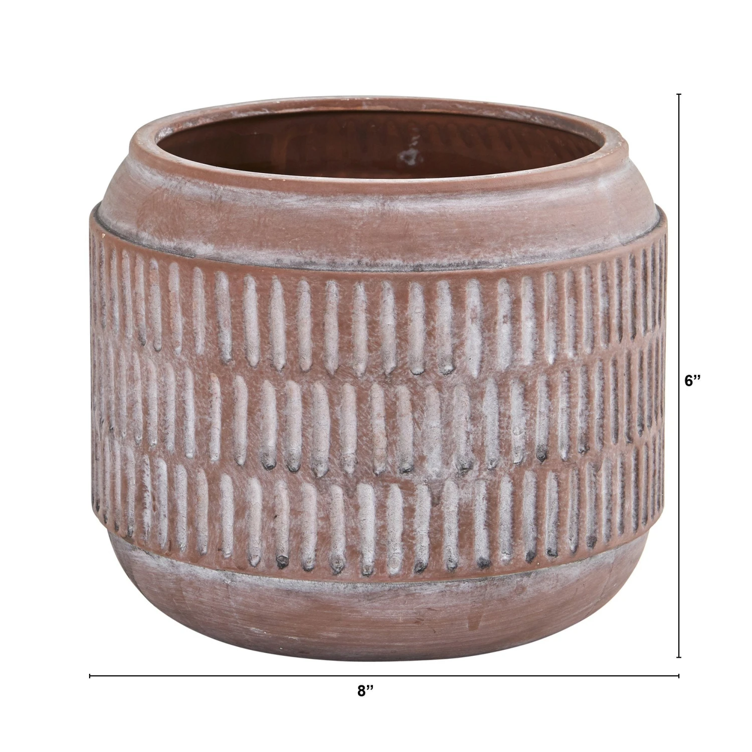 8” Boho Chic Ceramic Embossed Planter 4 8” Boho Chic Ceramic Embossed Planter - Image 2