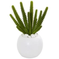 8” Cactus Succulent Artificial Plant In White Planter (Set Of 3) -Artificial Flowers Sale artificial 8 cactus succulent artificial plant in white planter set of 3 nearly natural 932956