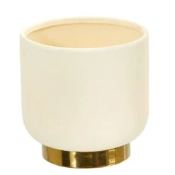 8” Elegance Ceramic Planter With Gold Accents