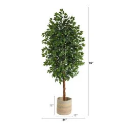 8’ Ficus Artificial Tree With Handmade Natural Cotton Multicolored Woven Planter -Artificial Flowers Sale artificial 8 ficus artificial tree with handmade natural cotton multicolored woven planter nearly natural 552757