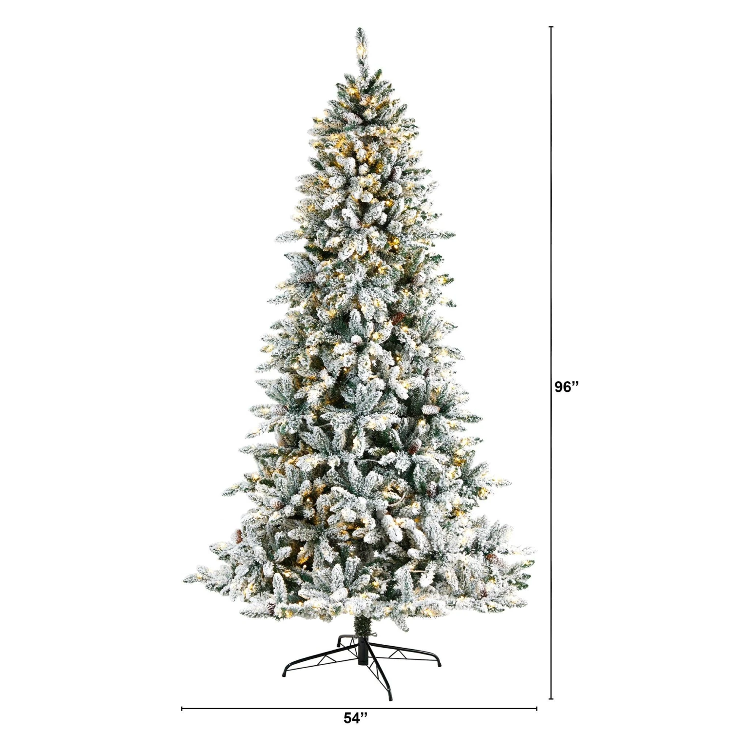 8’ Flocked Livingston Fir Artificial Christmas Tree With Pine Cones And 500 Clear Warm LED Lights 4 8’ Flocked Livingston Fir Artificial Christmas Tree With Pine Cones And 500 Clear Warm LED Lights - Image 2