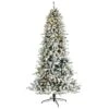 8’ Flocked Livingston Fir Artificial Christmas Tree With Pine Cones And 500 Clear Warm LED Lights