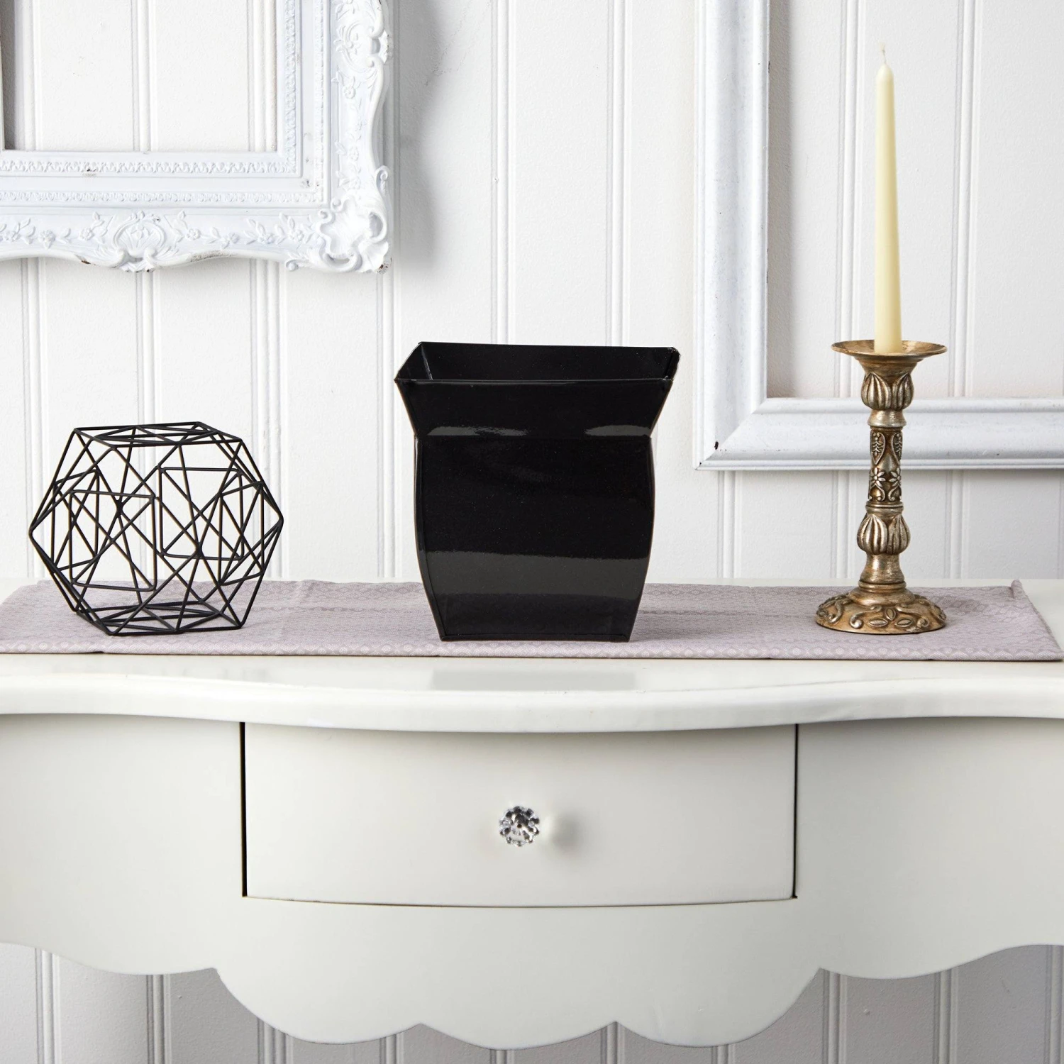 8” Fluted Metal Square Planter 5 8” Fluted Metal Square Planter - Image 3