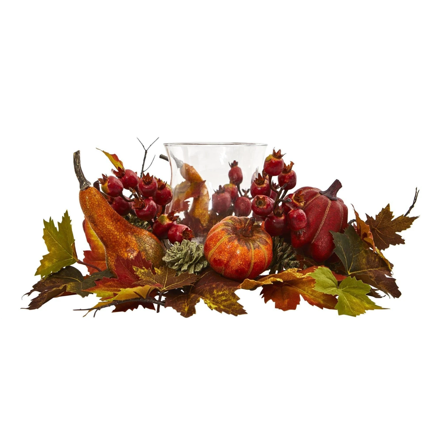 8" Pumpkin, Gourd, Berry And Maple Leaf Artificial Arrangement Candelabrum" 5 8" Pumpkin, Gourd, Berry And Maple Leaf Artificial Arrangement Candelabrum" - Image 3
