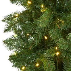 8’ Slim Green Mountain Pine Artificial Christmas Tree With 400 Clear LED Lights -Artificial Flowers Sale artificial 8 slim green mountain pine artificial christmas tree with 400 clear led lights nearly natural 644875