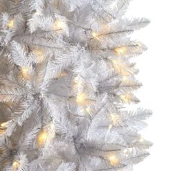 8’ Slim White Artificial Christmas Tree With 400 Warm White LED Lights And 1348 Bendable Branches -Artificial Flowers Sale artificial 8 slim white artificial christmas tree with 400 warm white led lights and 1348 bendable branches nearly natural 438808