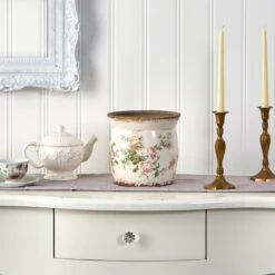 8” Tuscan Ceramic Floral Print Planter -Artificial Flowers Sale artificial 8 tuscan ceramic floral print planter nearly natural 723999