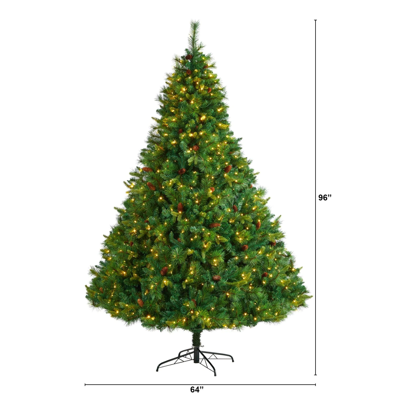 8’ West Virginia Full Bodied Mixed Pine Christmas Tree With 700 Clear LED Lights And Pine Cones 4 8’ West Virginia Full Bodied Mixed Pine Christmas Tree With 700 Clear LED Lights And Pine Cones - Image 2