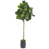 80” Fiddle Leaf Fig Artificial Tree In Ribbed Metal Planter -Artificial Flowers Sale artificial 80 fiddle leaf fig artificial tree in ribbed metal planter nearly natural 149236
