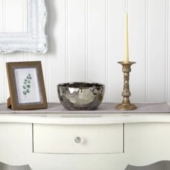 8.75” Designer Silver Bowl -Artificial Flowers Sale artificial 875 designer silver bowl nearly natural 634734