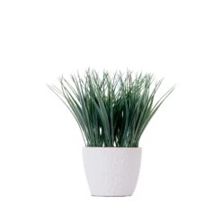 9" Artificial Grass Plant With Decorative Planter