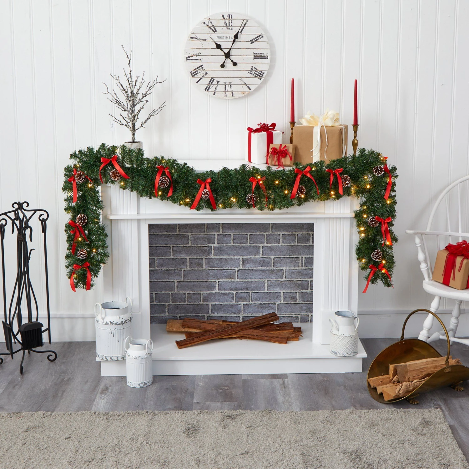 9’ Bow And Pinecone Artificial Christmas Garland With 35 Clear LED Lights 7 9’ Bow And Pinecone Artificial Christmas Garland With 35 Clear LED Lights - Image 5