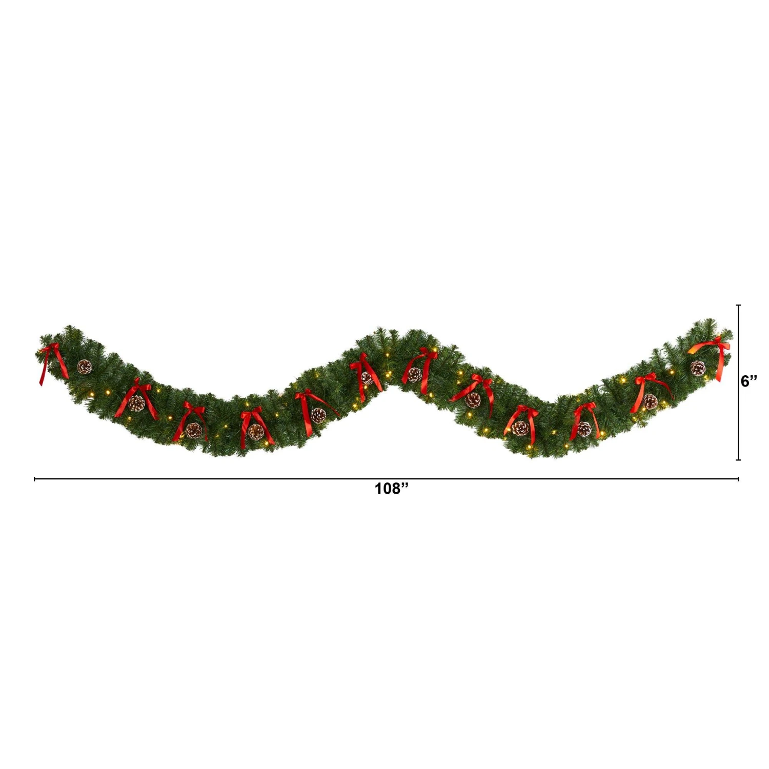 9’ Bow And Pinecone Artificial Christmas Garland With 35 Clear LED Lights 4 9’ Bow And Pinecone Artificial Christmas Garland With 35 Clear LED Lights - Image 2