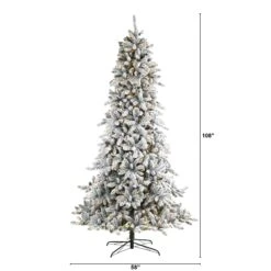 9’ Flocked Livingston Fir Artificial Christmas Tree With Pine Cones And 650 Clear Warm LED Lights -Artificial Flowers Sale artificial 9 flocked livingston fir artificial christmas tree with pine cones and 650 clear warm led lights nearly natural 338114