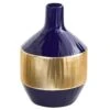 9” Lux Blue Ceramic Vase With Gold Band -Artificial Flowers Sale artificial 9 lux blue ceramic vase with gold band nearly natural 353890