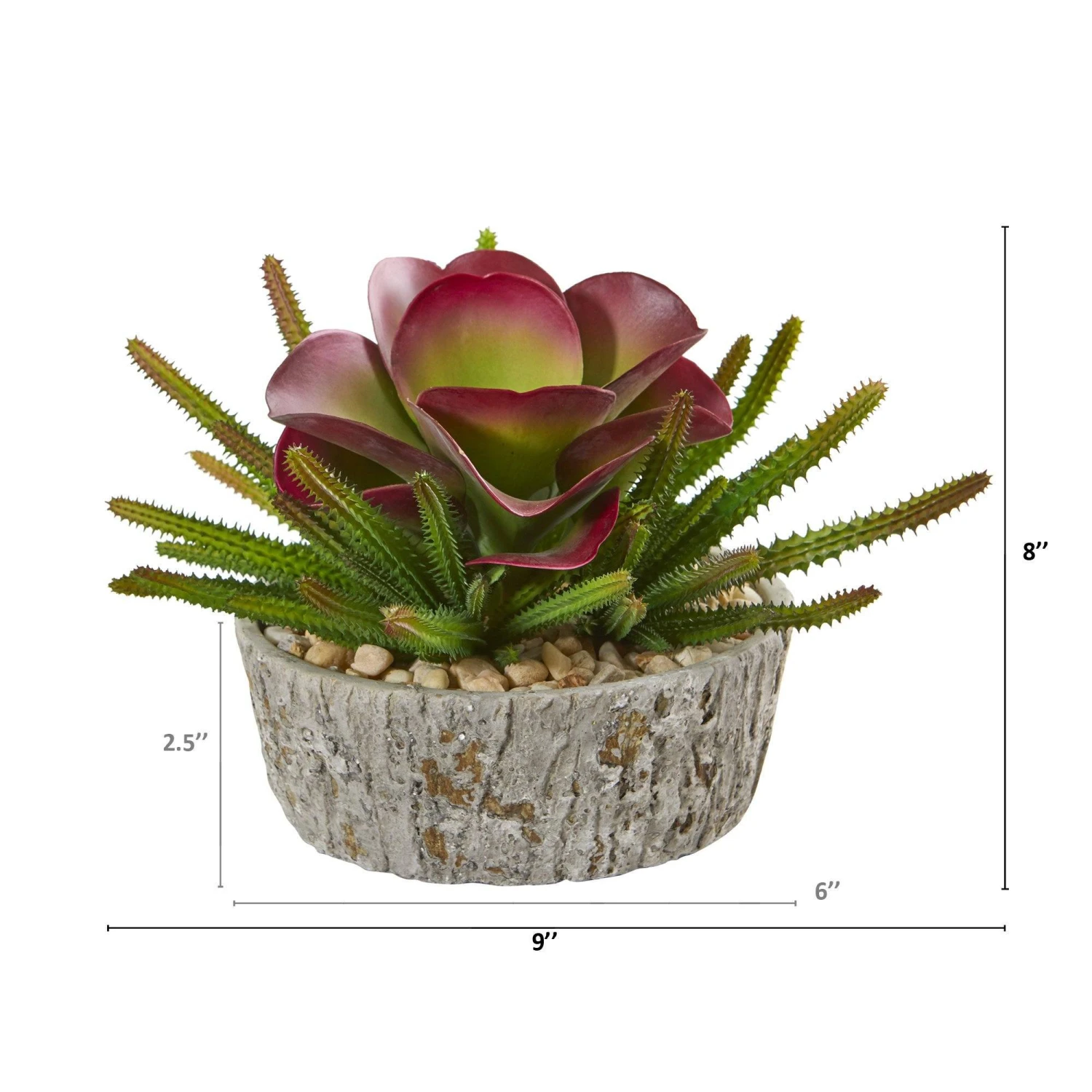 9” Mixed Succulent Artificial Plant In Weathered Oak Planter 4 9” Mixed Succulent Artificial Plant In Weathered Oak Planter - Image 2