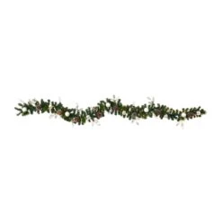 9’ Ornament And Pinecone Artificial Christmas Garland With 50 Clear LED Lights