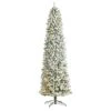 9’ Slim Flocked Montreal Fir Artificial Christmas Tree -Artificial Flowers Sale artificial 9 slim flocked montreal fir tree with 600 warm white led lights and 1860 bendable branches nearly natural 227069