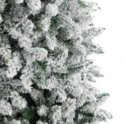 9’ Slim Flocked Montreal Fir Artificial Christmas Tree -Artificial Flowers Sale artificial 9 slim flocked montreal fir tree with 600 warm white led lights and 1860 bendable branches nearly natural 539003