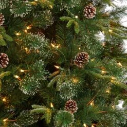 9’ Snowed Tipped Clermont Pine Artificial Christmas Tree 13 9’ Snowed Tipped Clermont Pine Artificial Christmas Tree -Artificial Flowers Sale artificial 9 snowed tipped clermont mixed pine tree with 900 clear lights pine cones and 900 branches nearly natural 896111