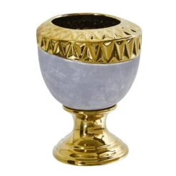 9.25” Regal Stone Urn With Gold Accents