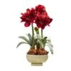 Amarylis Arrangement W/Vase -Artificial Flowers Sale artificial amarylis arrangement wvase nearly natural red 135715