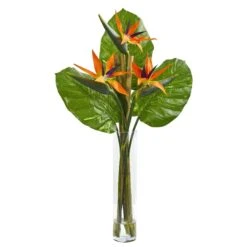 Bird Of Paradise Artificial Arrangement In Cylinder Vase