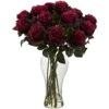 Blooming Roses W/Vase -Artificial Flowers Sale artificial blooming roses wvase nearly natural burgundy 797983