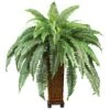 Boston Fern W/Decorative Wood Vase Silk Plant -Artificial Flowers Sale artificial boston fern wdecorative wood vase silk plant nearly natural 247897
