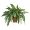 Boston Fern W/Wood Wicker Basket Silk Plant -Artificial Flowers Sale artificial boston fern wwood wicker basket silk plant nearly natural 202696