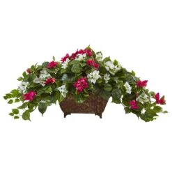 Bougainvillea In Metal Planter 8 Bougainvillea In Metal Planter -Artificial Flowers Sale artificial bougainvillea in metal planter nearly natural beauty white 192230