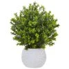 Boxwood In White Vase (Indoor/Outdoor) -Artificial Flowers Sale artificial boxwood in white vase indooroutdoor nearly natural 522160