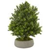 Boxwood Plant In Stone Planter (Indoor/Outdoor) -Artificial Flowers Sale artificial boxwood plant in stone planter indooroutdoor nearly natural 632886