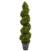 Boxwood Spiral Topiary With Planter (Indoor/Outdoor) -Artificial Flowers Sale artificial boxwood spiral topiary with planter indooroutdoor nearly natural 428456