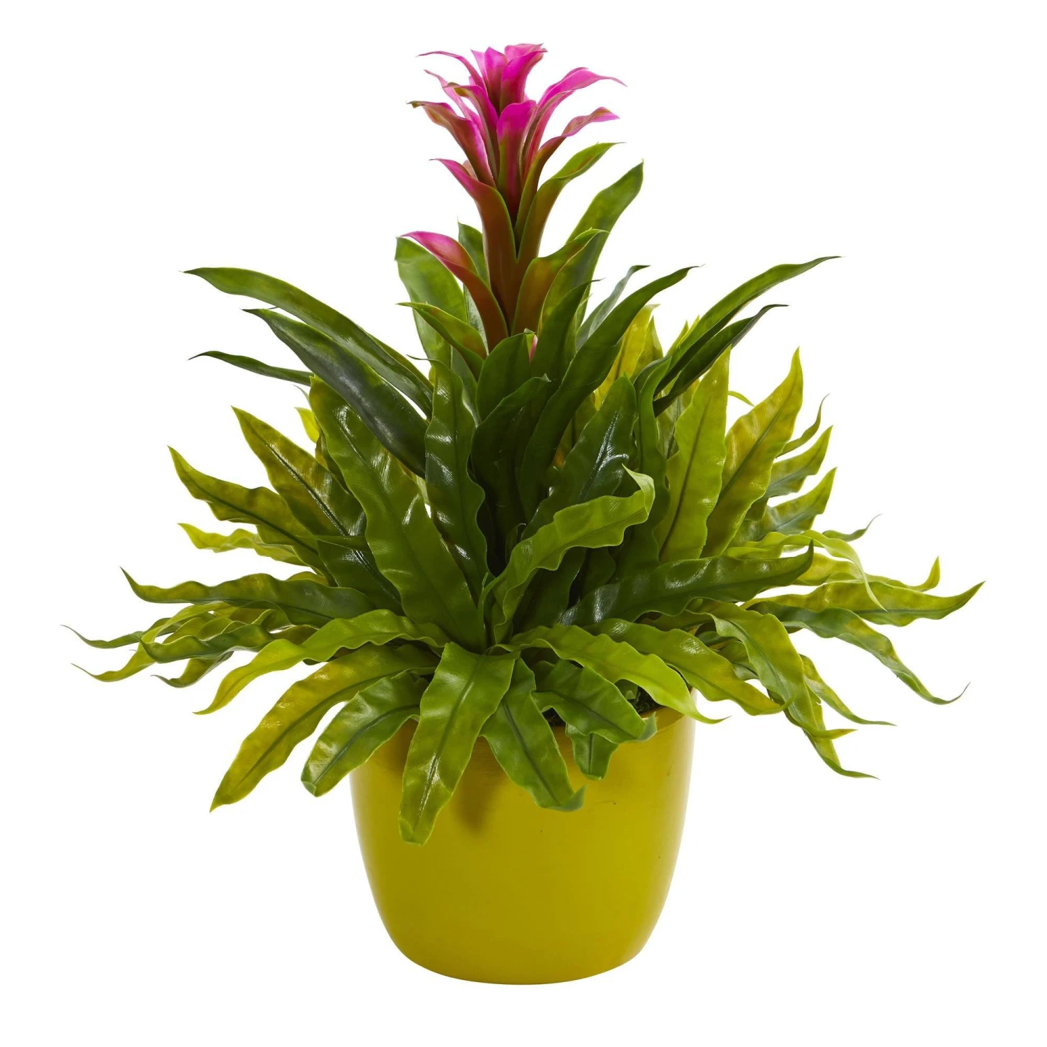 Bromeliad And Fern Artificial Plant In Green Vase 3 Bromeliad And Fern Artificial Plant In Green Vase