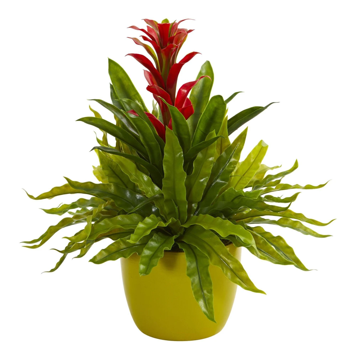 Bromeliad And Fern Artificial Plant In Green Vase 4 Bromeliad And Fern Artificial Plant In Green Vase - Image 2