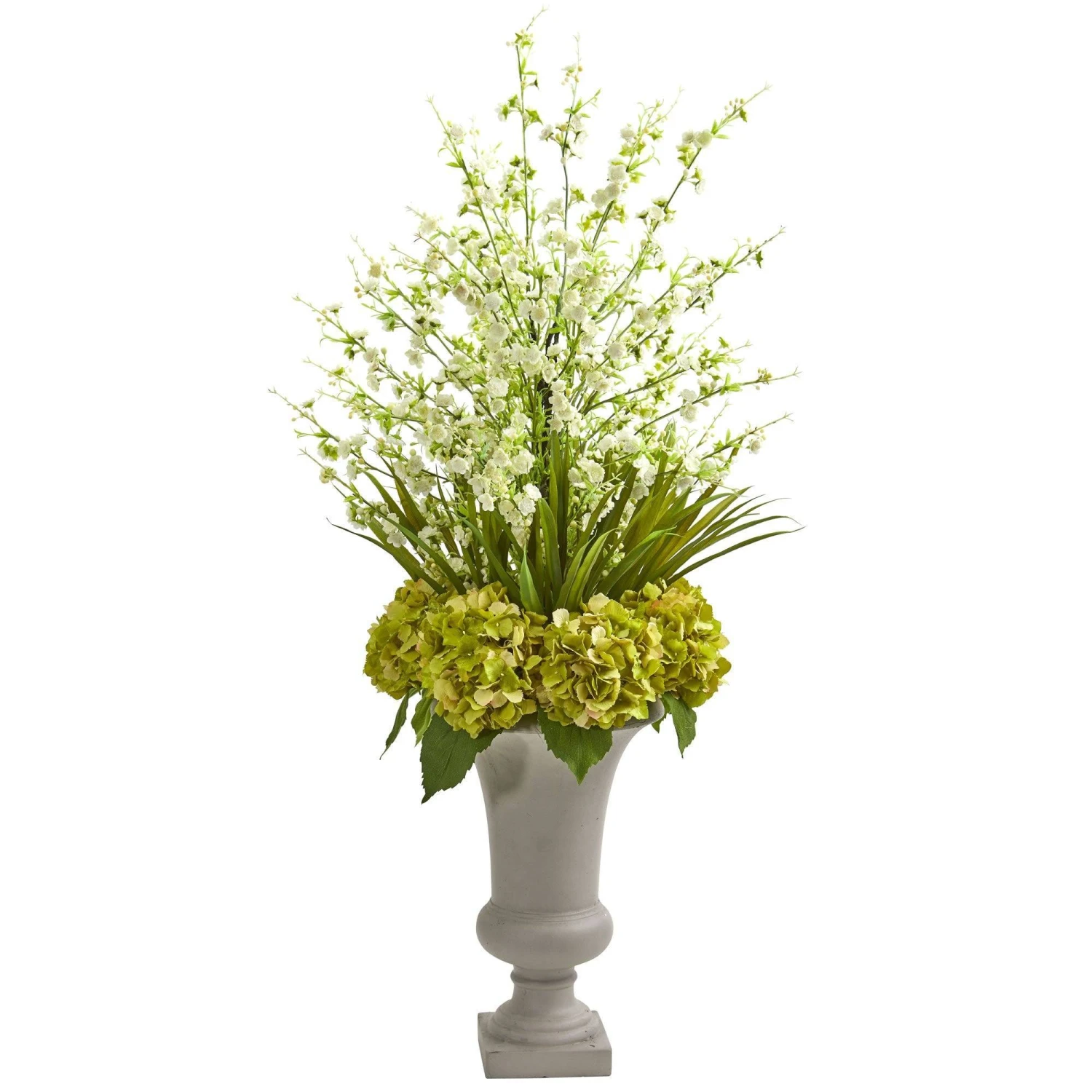 Cherry Blossom & Hydrangeas Artificial Arrangement In Urn 5 Cherry Blossom & Hydrangeas Artificial Arrangement In Urn - Image 3