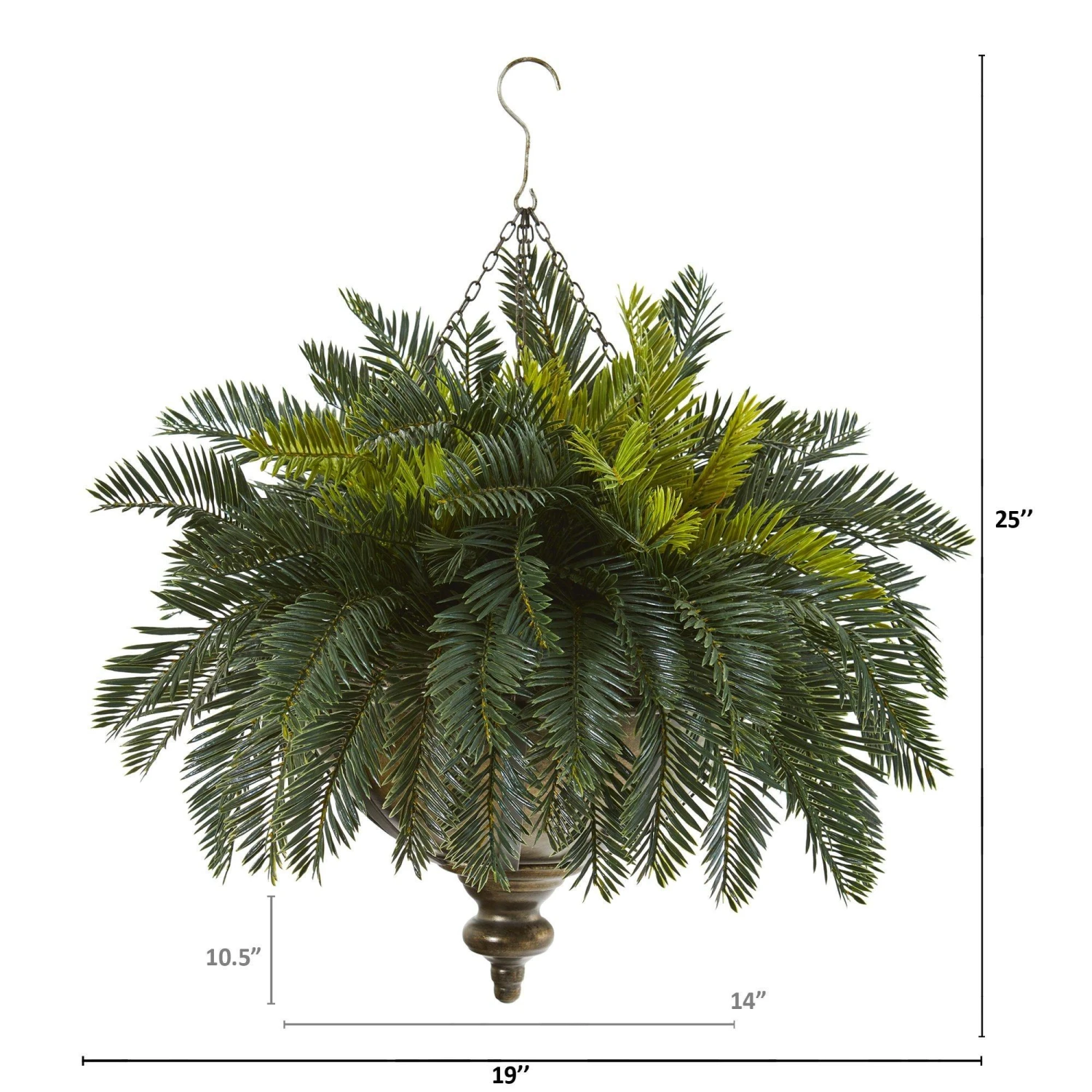 Cycas Artificial Plant In Metal Hanging Bowl 4 Cycas Artificial Plant In Metal Hanging Bowl - Image 2