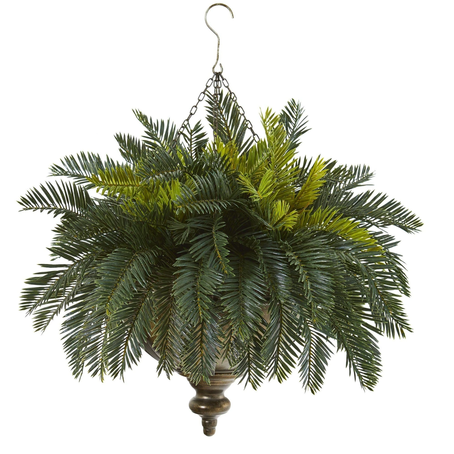 Cycas Artificial Plant In Metal Hanging Bowl 3 Cycas Artificial Plant In Metal Hanging Bowl