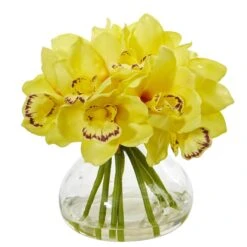 Cymbidium Silk Orchid Artificial Arrangement In Glass Vase 11 Cymbidium Silk Orchid Artificial Arrangement In Glass Vase -Artificial Flowers Sale artificial cymbidium orchid artificial arrangement in glass vase nearly natural yellow 457497