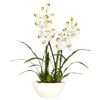 Cymbidium W/White Vase Silk Flower Arrangement 2 Cymbidium W/White Vase Silk Flower Arrangement -Artificial Flowers Sale artificial cymbidium wwhite vase silk flower arrangement nearly natural 901937
