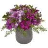 Daisy Bush In Gray Decorative Vase -Artificial Flowers Sale artificial daisy bush in gray decorative vase nearly natural pink 133887