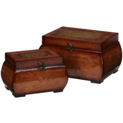 Decorative Lacquered Wood Chests (Set Of 2)