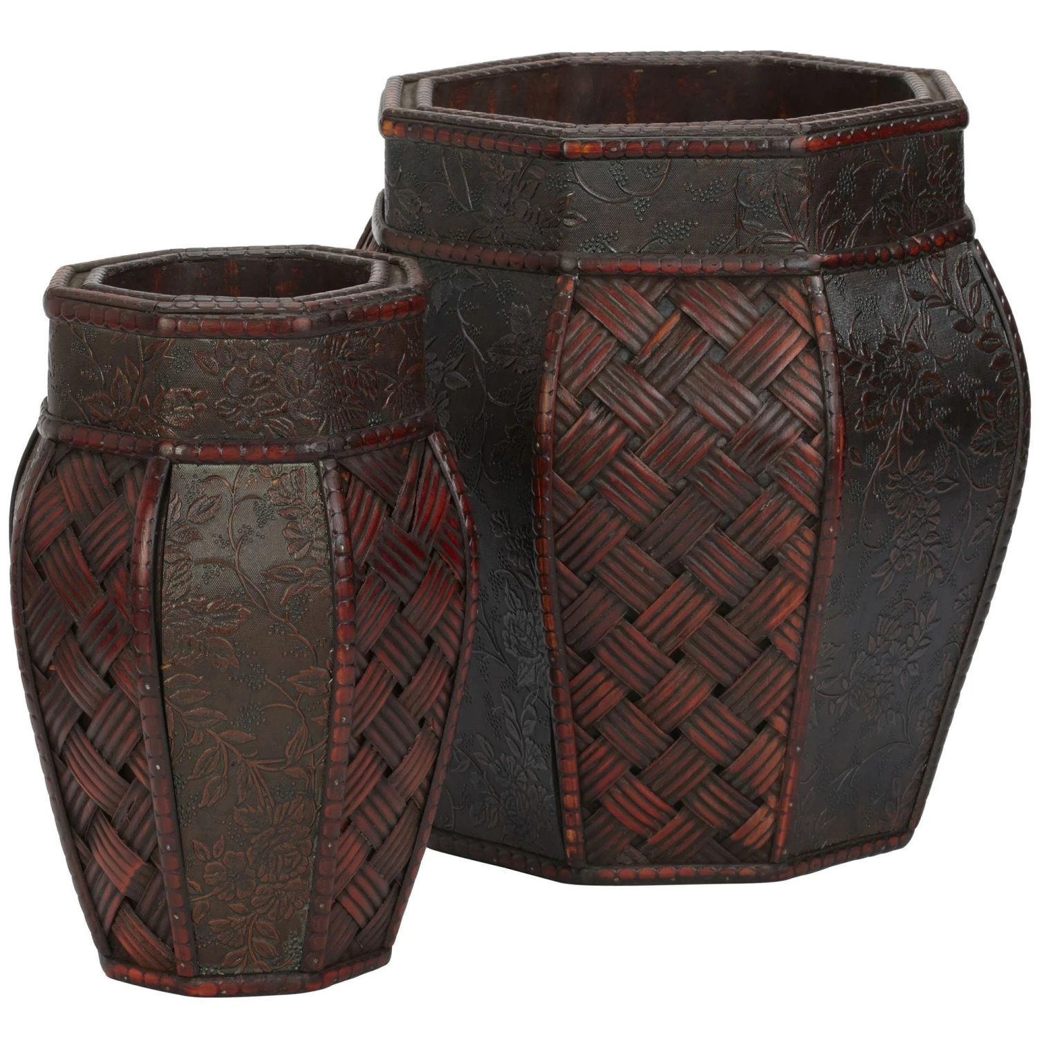Design And Weave Panel Decorative Planters (Set Of 2) 3 Design And Weave Panel Decorative Planters (Set Of 2)