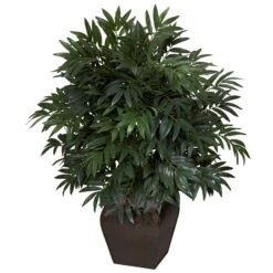 Double Bamboo Palm W/Decorative Planter Silk Plant