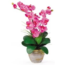 Double Stem Phalaenopsis Silk Orchid Arrangement -Artificial Flowers Sale artificial double stem phalaenopsis silk orchid arrangement nearly natural dark pink 755147