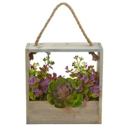 Echeveria Succulent And Eucalyptus Artificial Plant In Hanging Frame