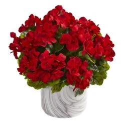 Geranium Artificial Plant In Marble Finished Vase UV Resistant (Indoor/Outdoor) 6 Geranium Artificial Plant In Marble Finished Vase UV Resistant (Indoor/Outdoor) -Artificial Flowers Sale artificial geranium artificial plant in marble finished vase uv resistant indooroutdoor nearly natural red 192155